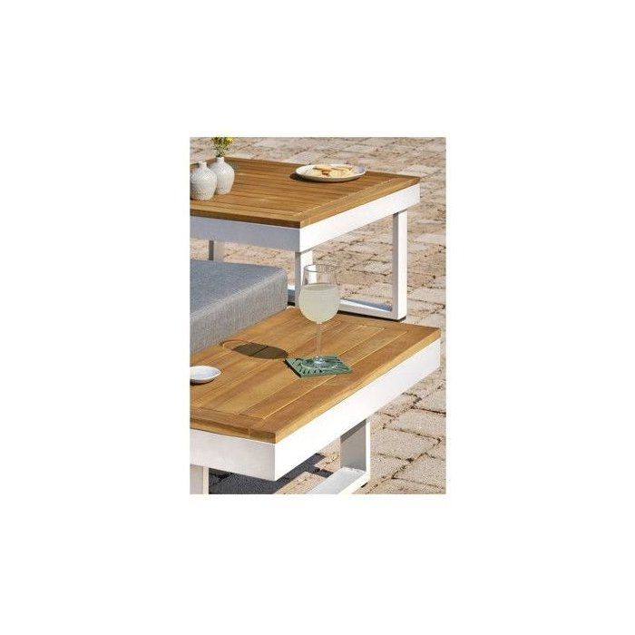 Lage tuinmeubelen - 5-persoons - Wit en acaciahout