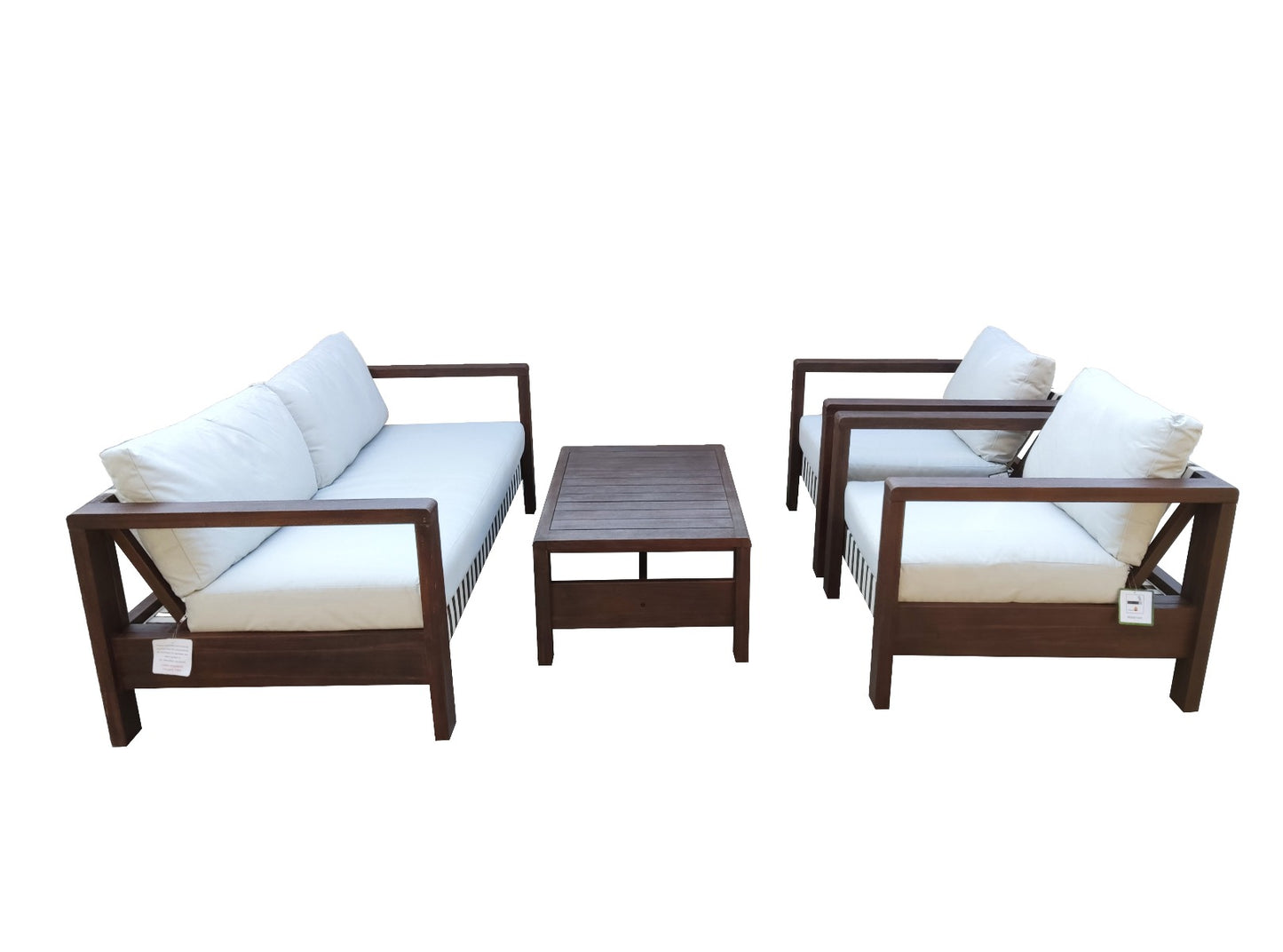 Zambra Lounge Set - 4-persoons - Braided tuinset - Off-White