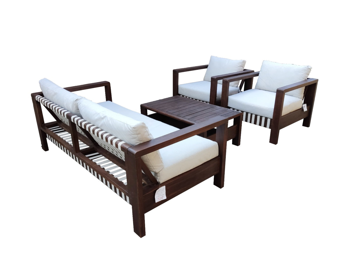 Zambra Lounge Set - 4-persoons - Braided tuinset - Off-White
