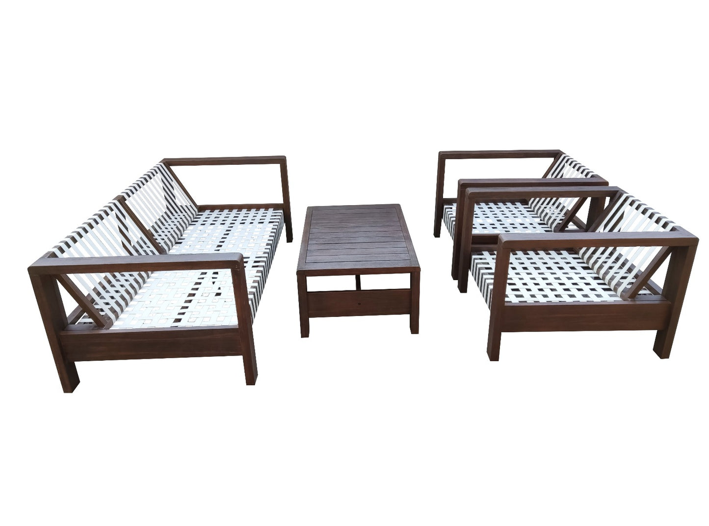 Zambra Lounge Set - 4-persoons - Braided tuinset - Off-White