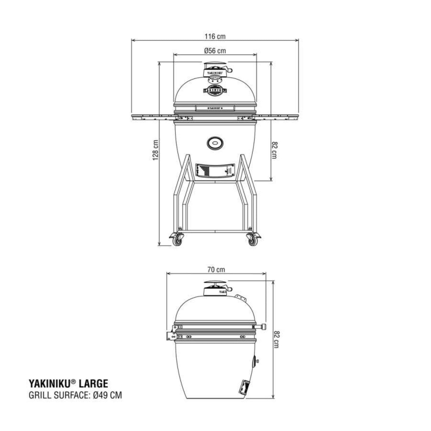 Yakiniku Kamado BBQ 19" groot - Set met Standaard en Zijtafels
